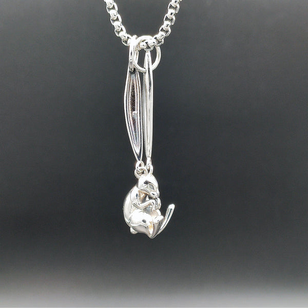 [1068] Bright Exciting Long Ears Rabbit Pendant with Chain - Taffu Craft Studio