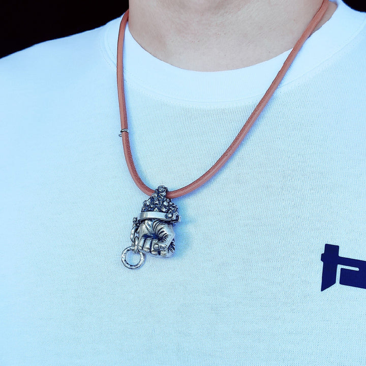 [1094] Limited Retro Style Sterling Silver S925 Defying Destiny Pendant Necklace - Taffu Craft Studio