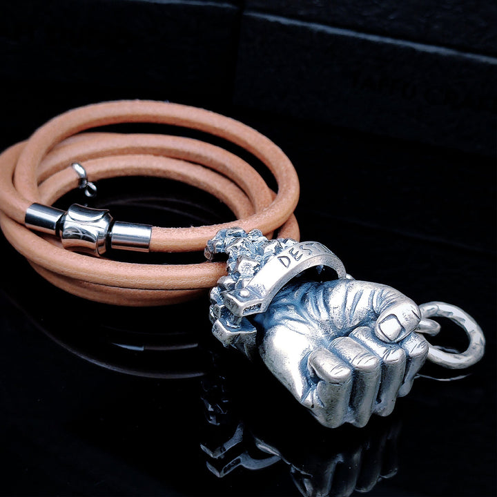 [1094] Limited Retro Style Sterling Silver S925 Defying Destiny Pendant Necklace - Taffu Craft Studio